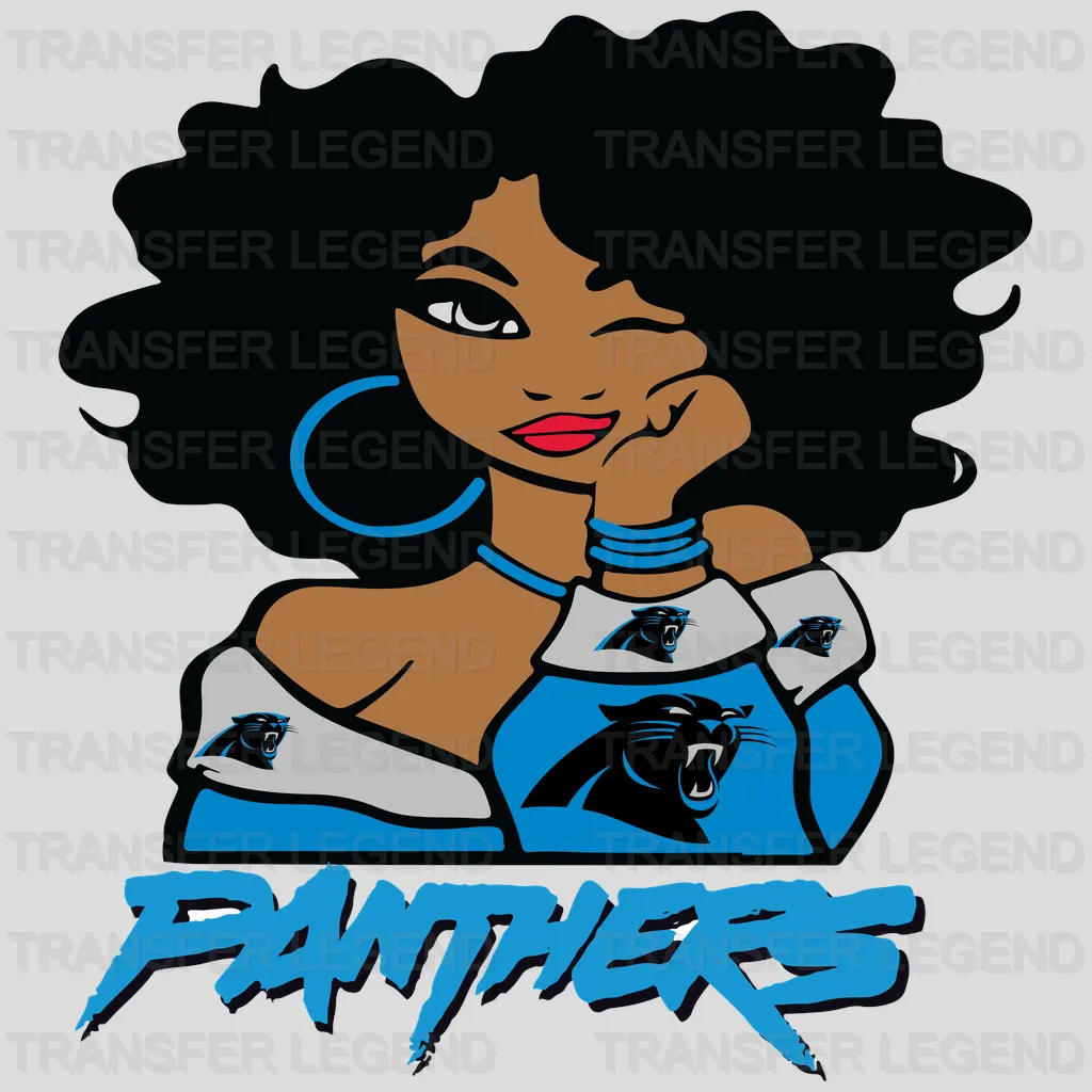 Carolina Panthers Bandit Mask Fan Girl NFL Design - DTF Heat Transfer