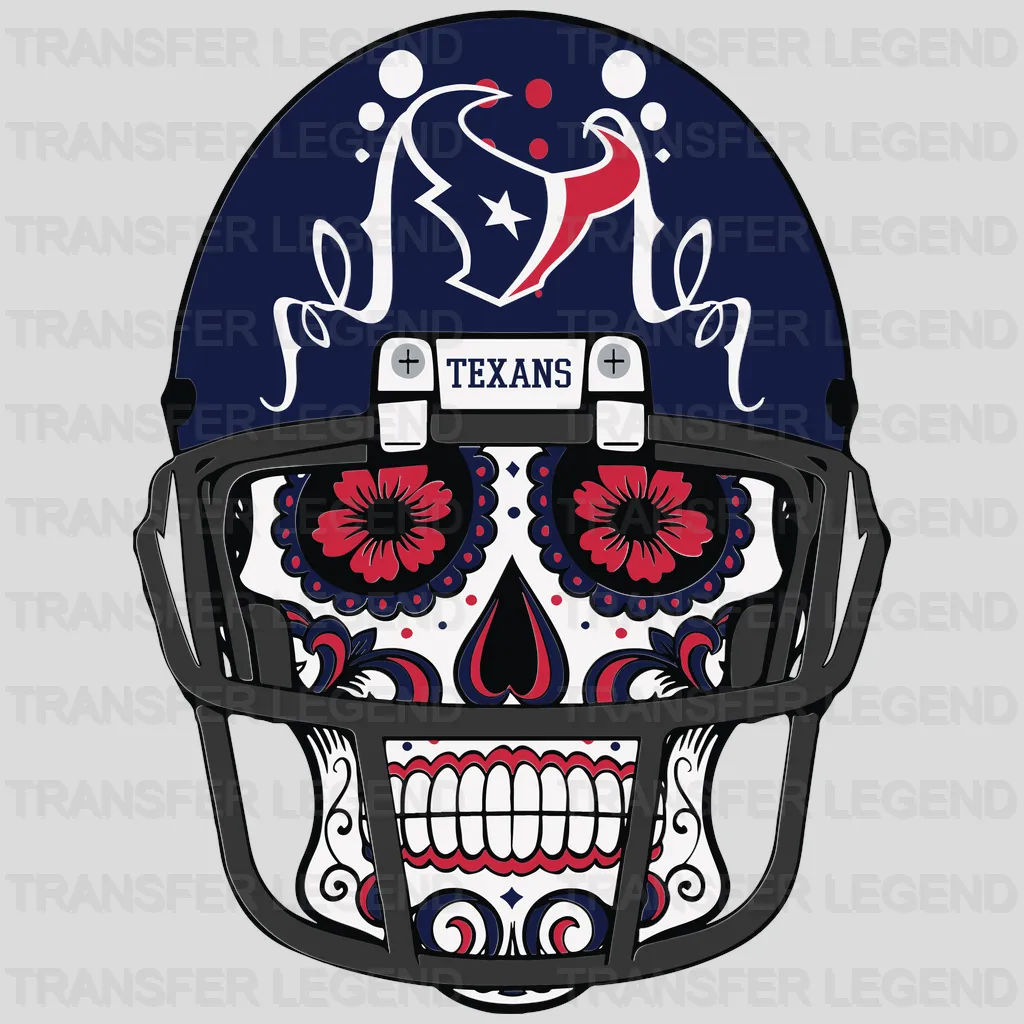 Houston Texans Sugar‑Skull Helmet NFL Design - DTF Heat Transfer