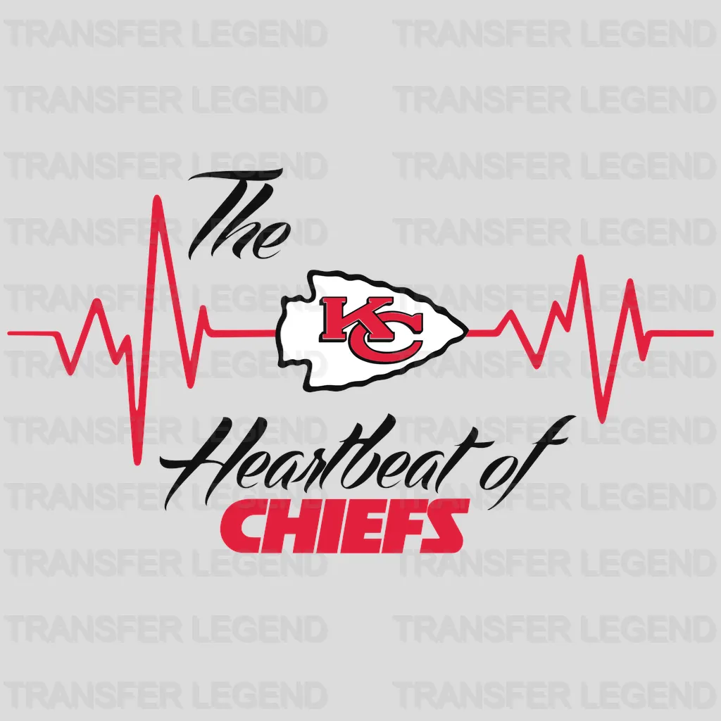 Kansas City Chiefs Heartbeat Line Wordmark NFL Design - DTF Heat Transfer