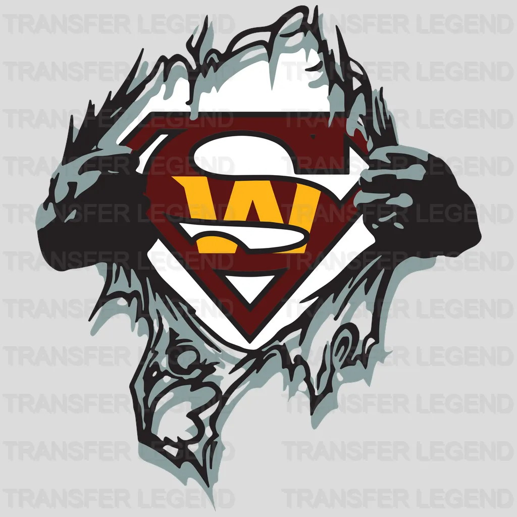 Washington Football Team Ripped-Chest Reveal W Emblem NFL Design - DTF Heat Transfer