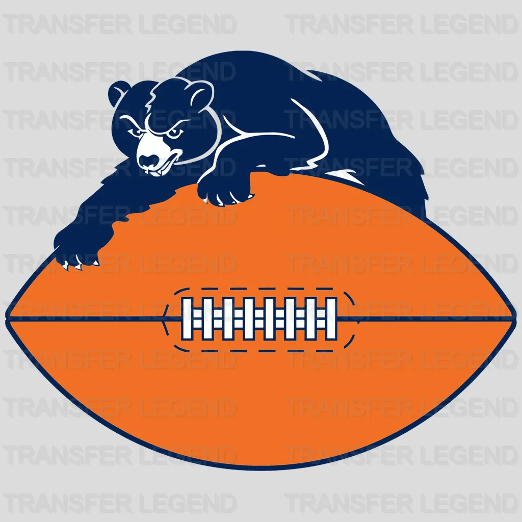 Chicago Bears Animal Silhouette on Football Emblem NFL Design - DTF Heat Transfer