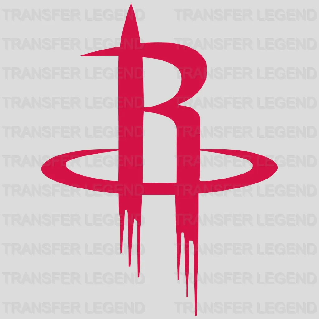 Houston Rockets Classic “R” with Orbit Ring (Bold) NBA Design - DTF Heat Transfer