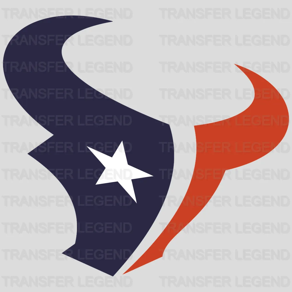 Houston Texans Stylized Horns Star Logo NFL Design - DTF Heat Transfer