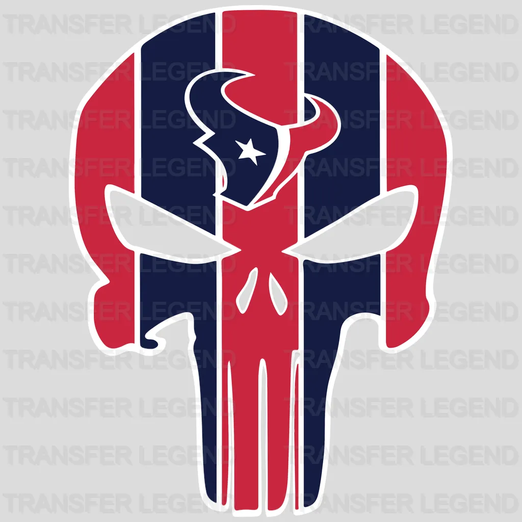 Houston Texans Punisher‑Mask Flag Emblem NFL Design - DTF Heat Transfer