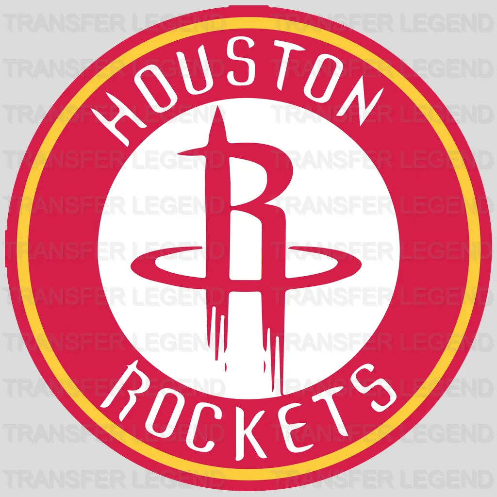 Houston Rockets Classic “R” Monogram in Circular Crest NBA Design - DTF Heat Transfer