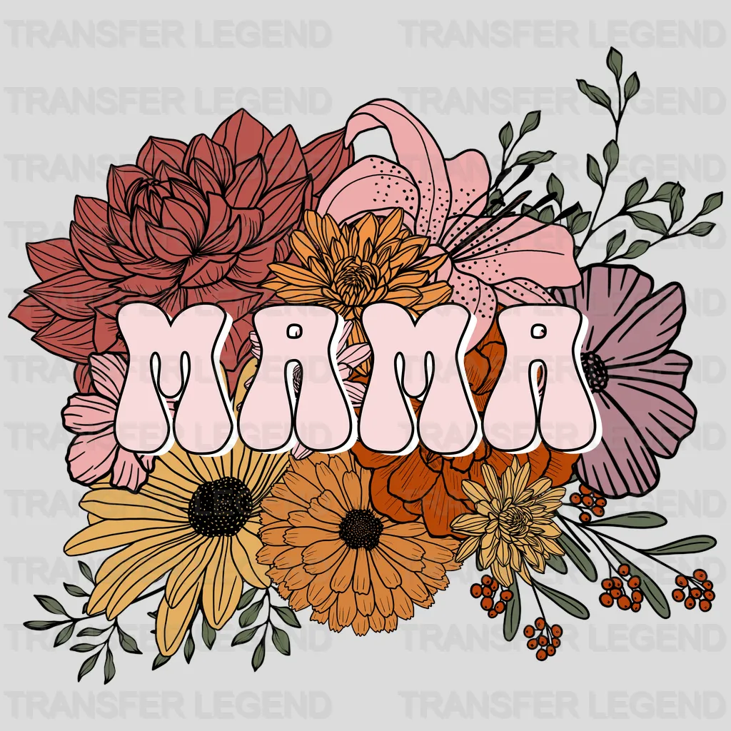 Mama Flower Background - Mothers Day - Funny Mom - Design - DTF heat transfer - transferlegend