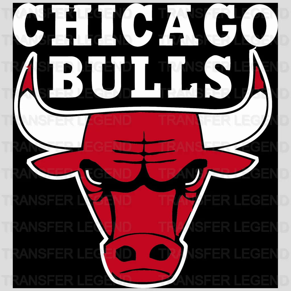 Chicago Bulls Vintage Stacked Wordmark with Bull NBA Design - DTF Heat Transfer