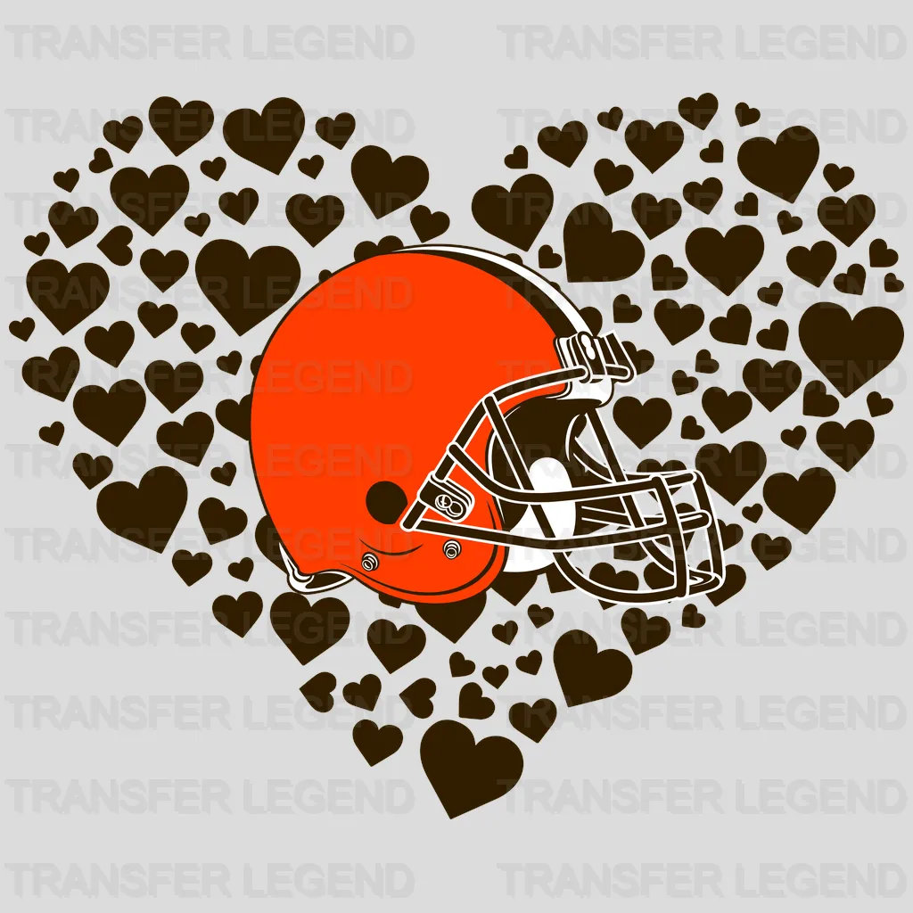 Cleveland Browns Heart Cluster Helmet Emblem NFL Design - DTF Heat Transfer