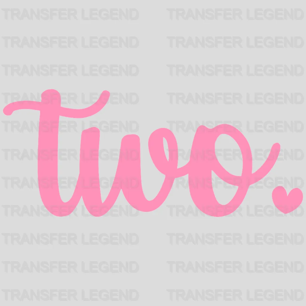 Two With Heart - 2th Birthday - Birthday Girl - Baby girl gift Youth Design - DTF heat transfer - transferlegend