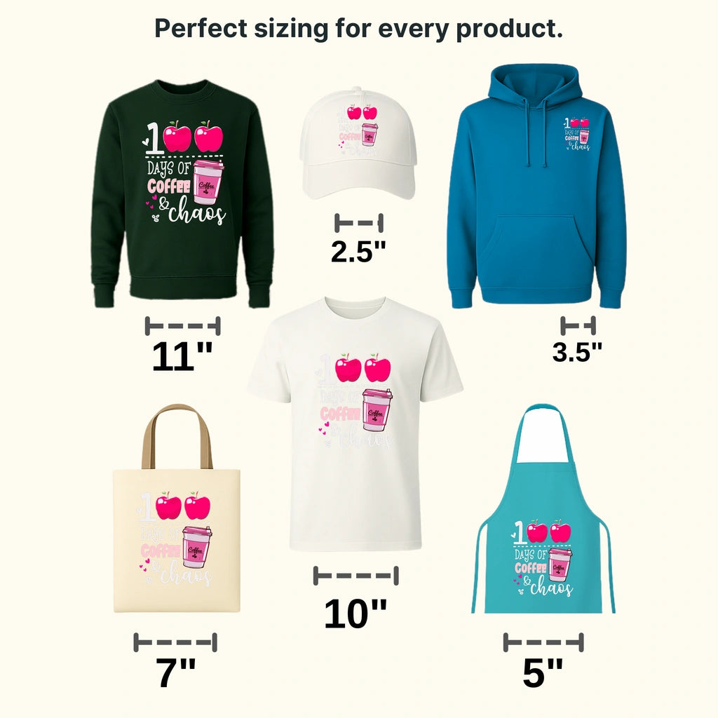 100 Days Of Coffee & Chaos - DTF heat transfer - transferlegend