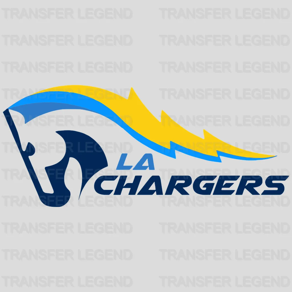 Los Angeles Chargers Script Wordmark with Swoosh Bolt NFL Design - DTF Heat Transfer