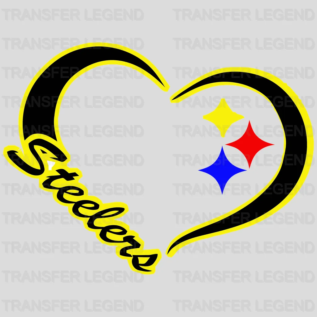 Pittsburgh Steelers script “Steelers” in swooping heart, NFL design - DTF Heat Transfer