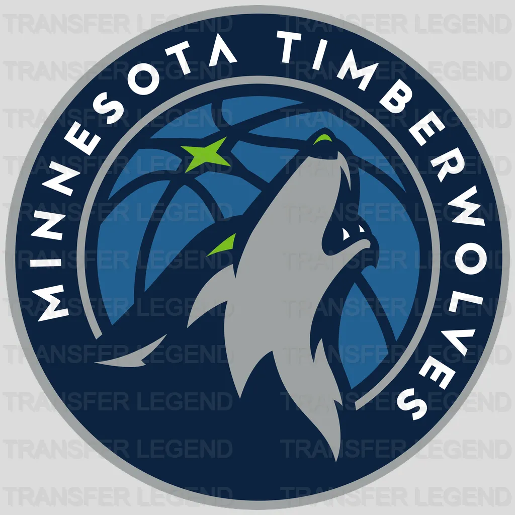 Minnesota Timberwolves Primary Roundel Howling Wolf & North Star NBA Design - DTF Heat Transfer