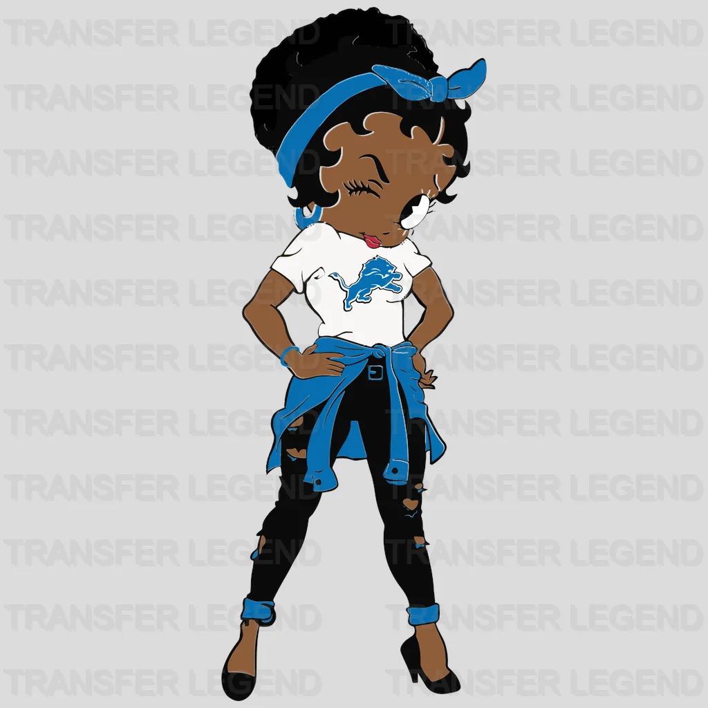 Detroit Lions Pin‑up Girl Illustration NFL Design - DTF Heat Transfer