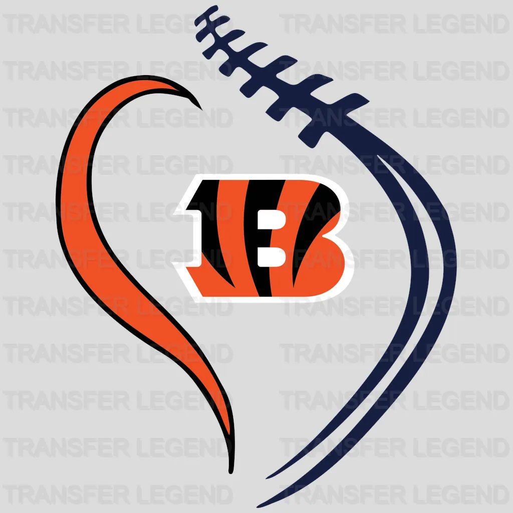Cincinnati Bengals Football Heart Swirl NFL Design - DTF Heat Transfer