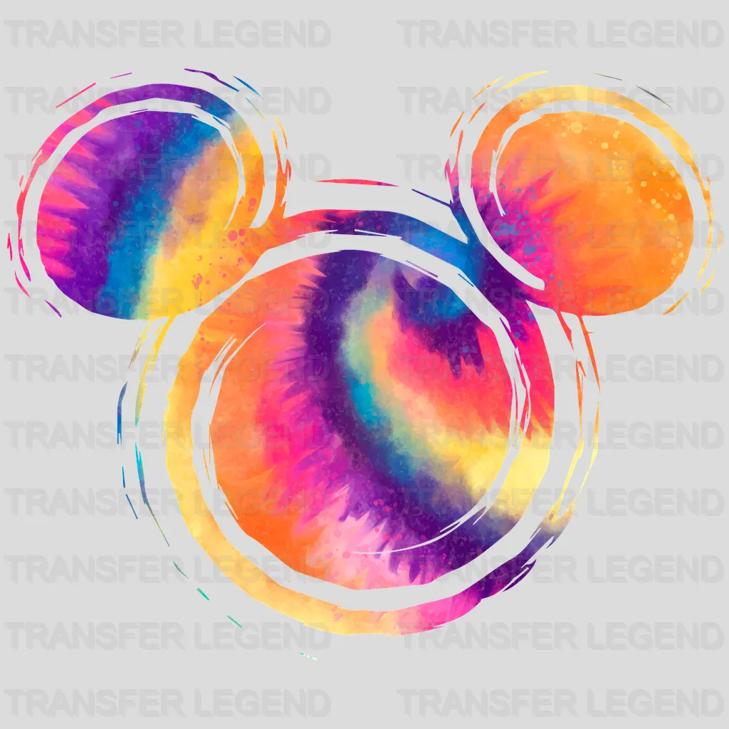 Mick And Mi Tie Dye Colorful Head Design - DTF heat transfer - transferlegend