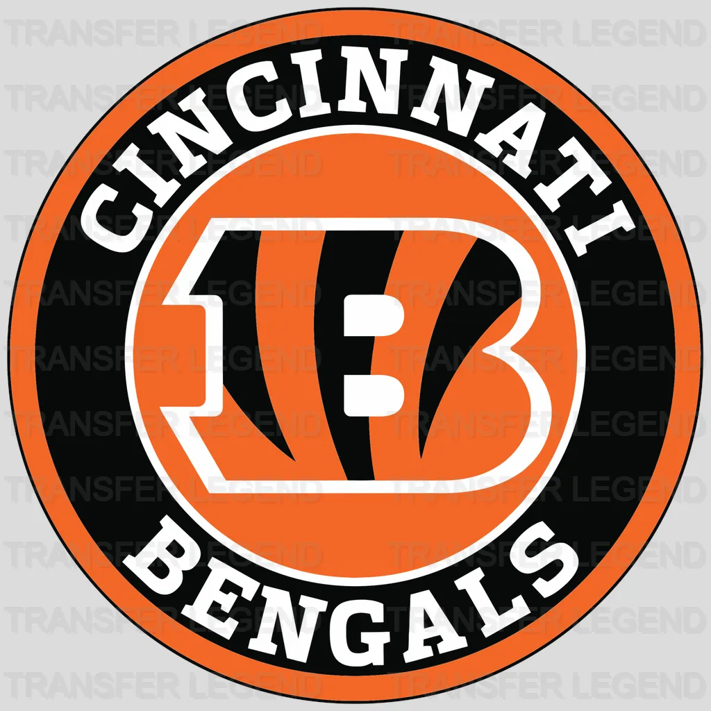 Cincinnati Bengals Round Text Logo NFL Design - DTF Heat Transfer