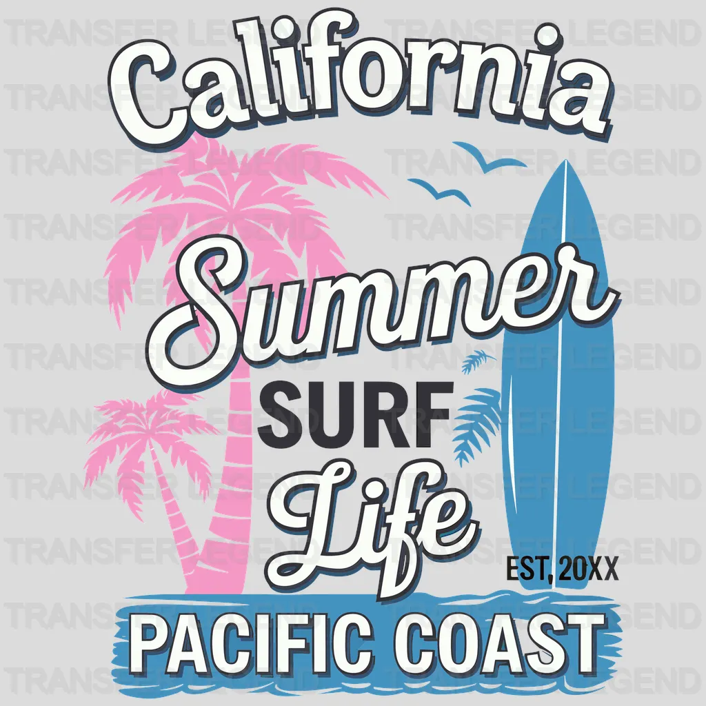 Pacific Coast Surfing Design - DTF Heat Transfers - transferlegend