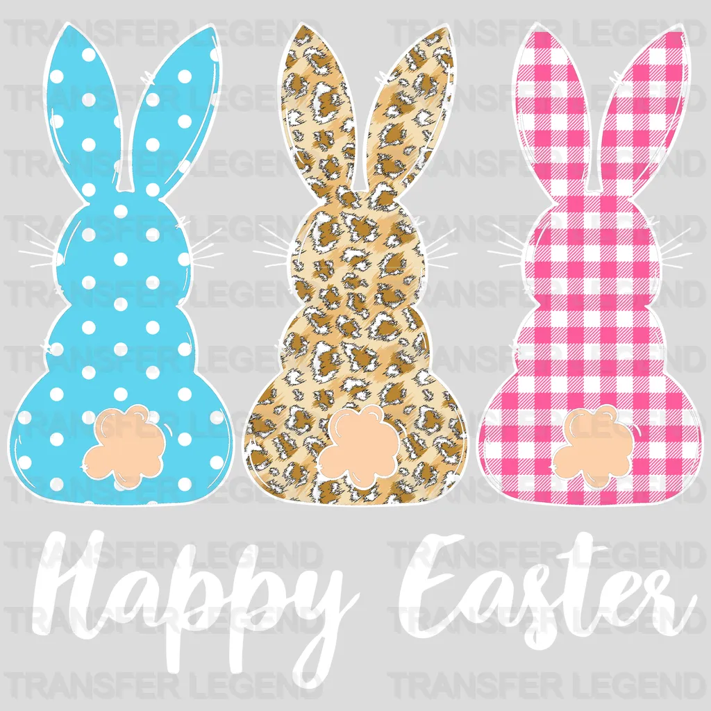 Bunnies Happy Easter Design- DTF heat transfer - transferlegend