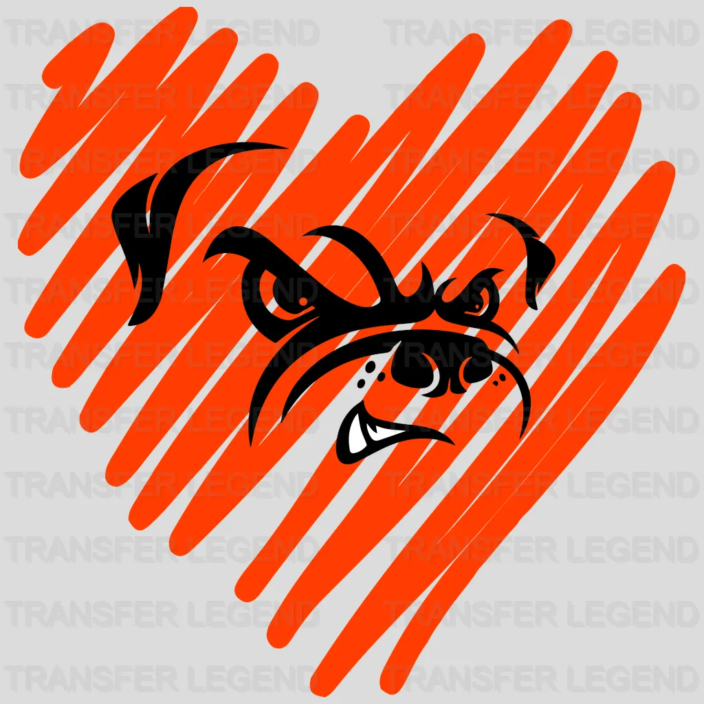 Cleveland Browns Scribble Heart Mascot NFL Design - DTF Heat Transfer