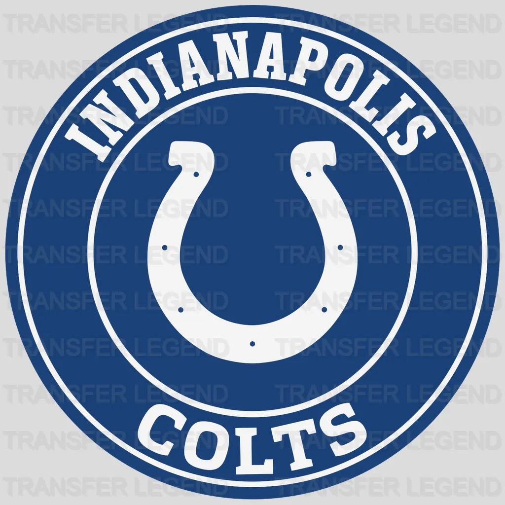 Indianapolis Colts Heart Outline with Horseshoe NFL Design - DTF Heat Transfer