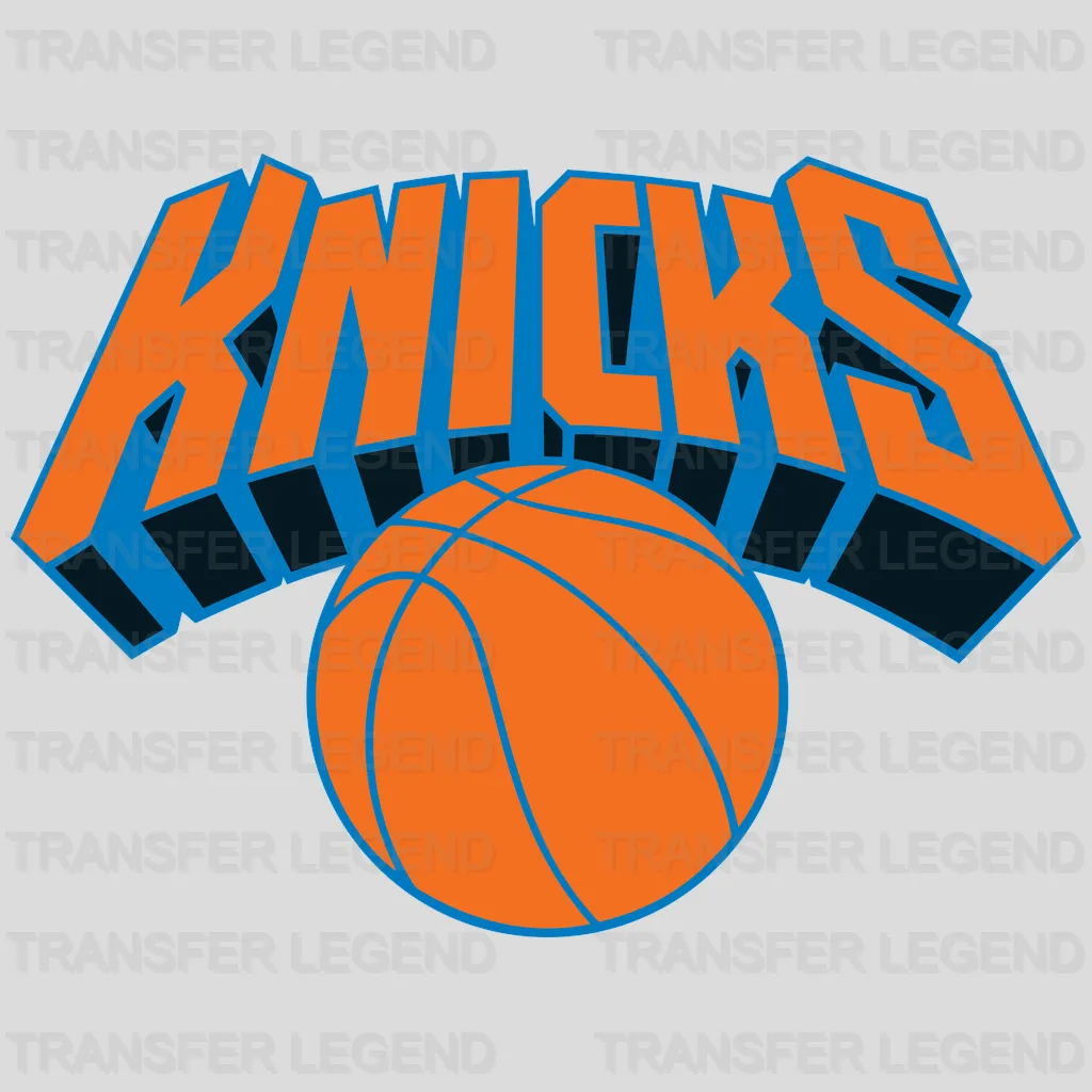 New York Knicks Slanted Wordmark & Basketball NBA Design - DTF Heat Transfer