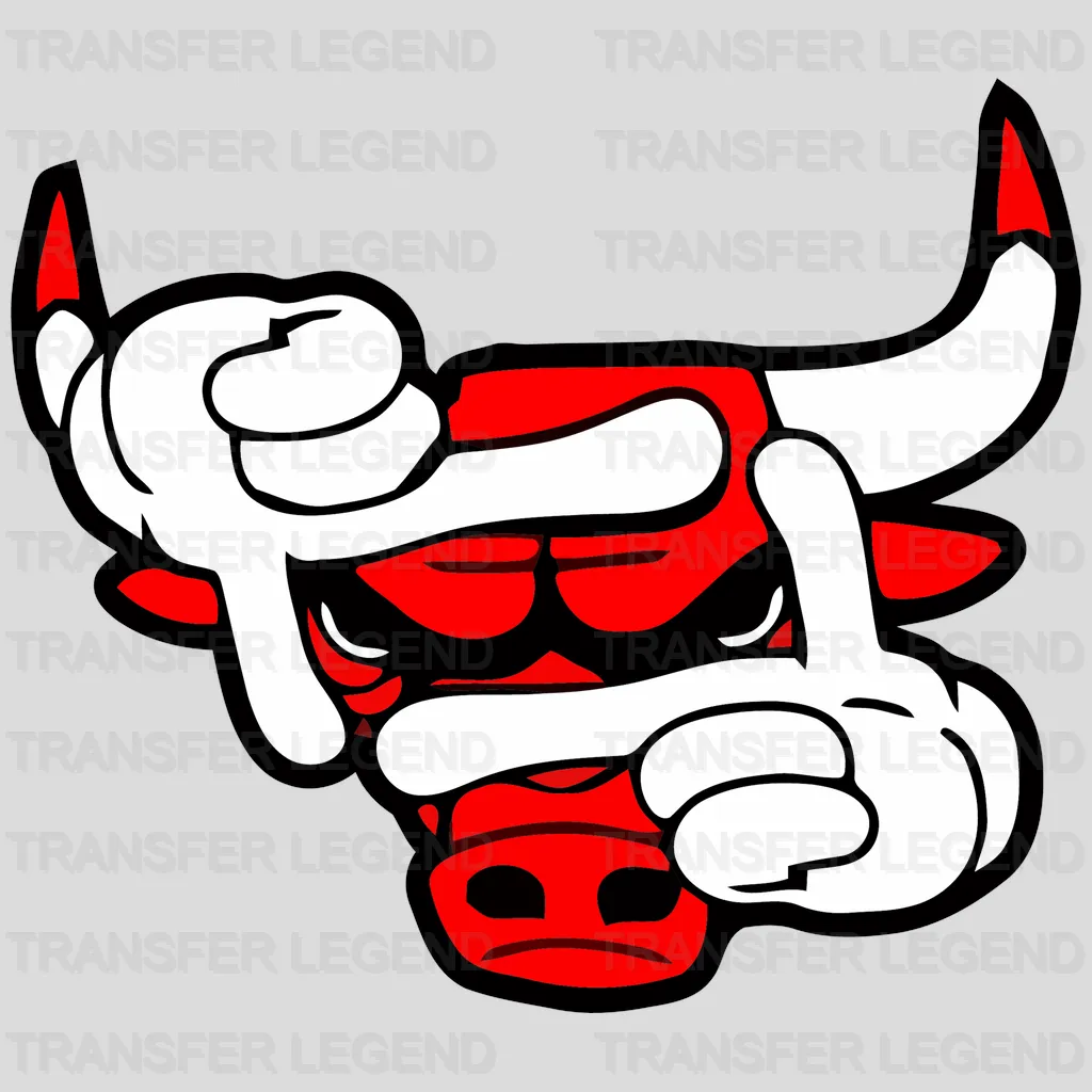 Chicago Bulls Cartoon Hands & Bull Meme Style NBA Design - DTF Heat Transfer