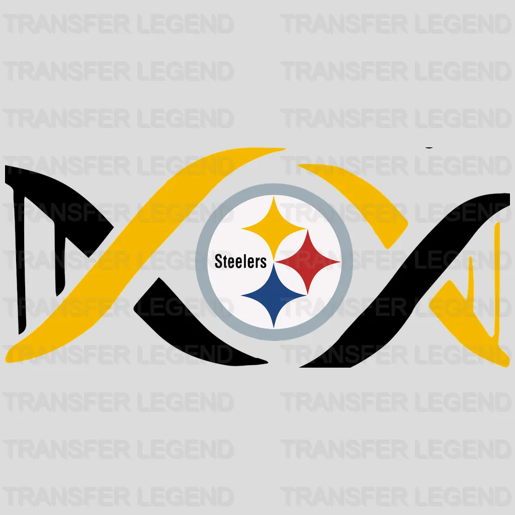 Pittsburgh Steelers “DNA” ribbon with star logo, NFL design - DTF Heat Transfer