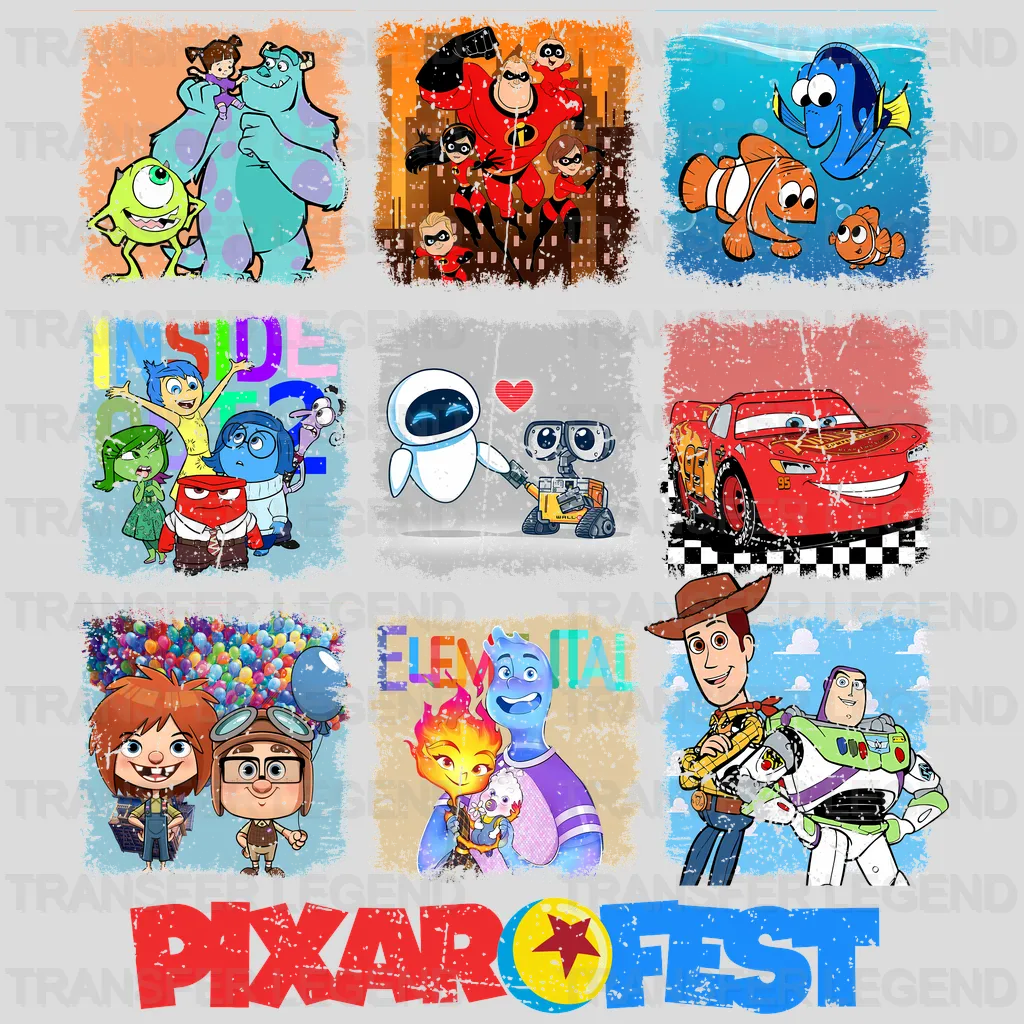 Pixar Fest 2 Disney Designs - DTF Heat Transfers