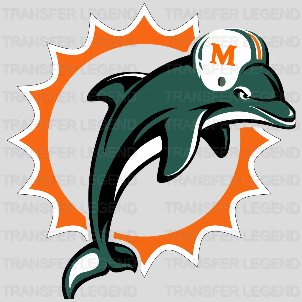 Miami Dolphins Mickey & Minnie Fan Duo Illustration NFL Design - DTF Heat Transfer