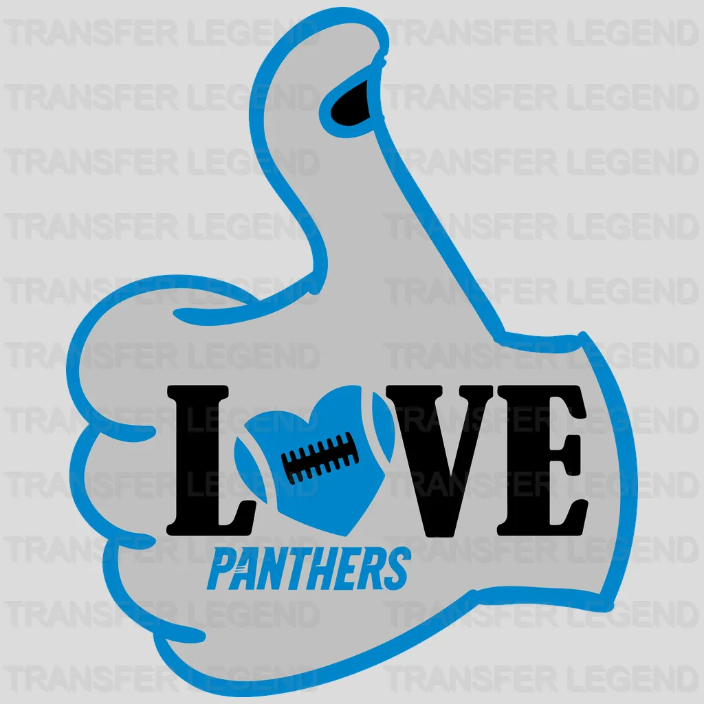 Carolina Panthers Thumbs‑Up Love Emblem NFL Design - DTF Heat Transfer