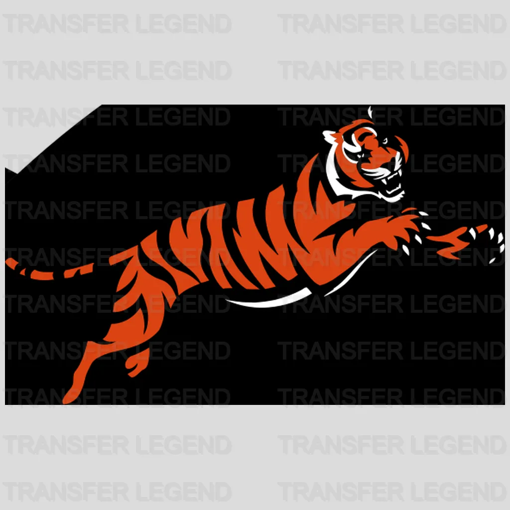 Cincinnati Bengals Leaping Tiger Silhouette NFL Design - DTF Heat Transfer