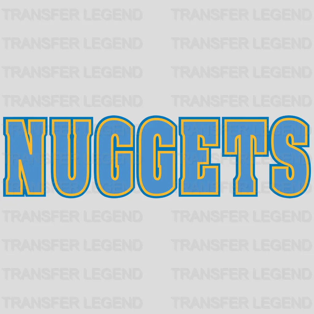 Denver Nuggets Block “NUGGETS” Wordmark NBA Design - DTF Heat Transfer