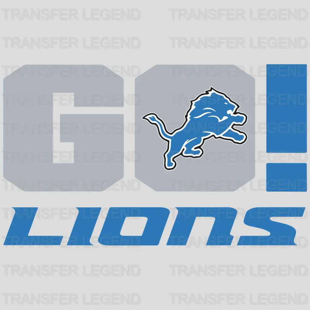 Detroit Lions Go Lions Wordmark & Exclamation NFL Design - DTF Heat Transfer