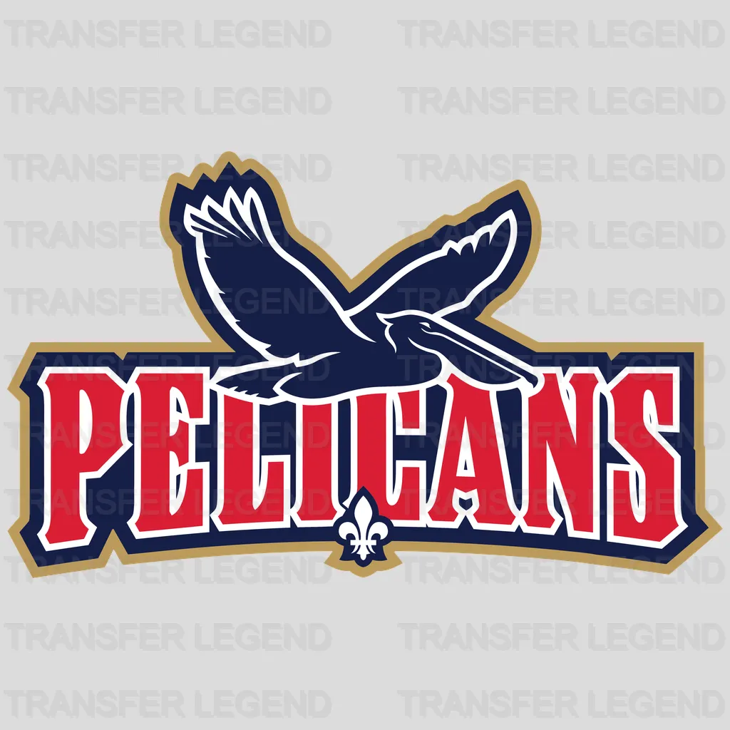 New Orleans Pelicans Pelican Above Wordmark Badge NBA Design - DTF Heat Transfer