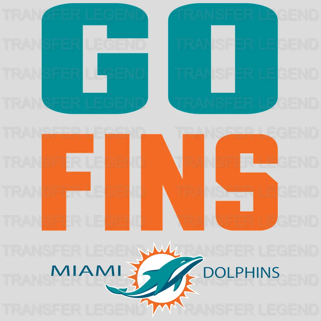 Miami Dolphins Go Fins Wordmark NFL Design - DTF Heat Transfer