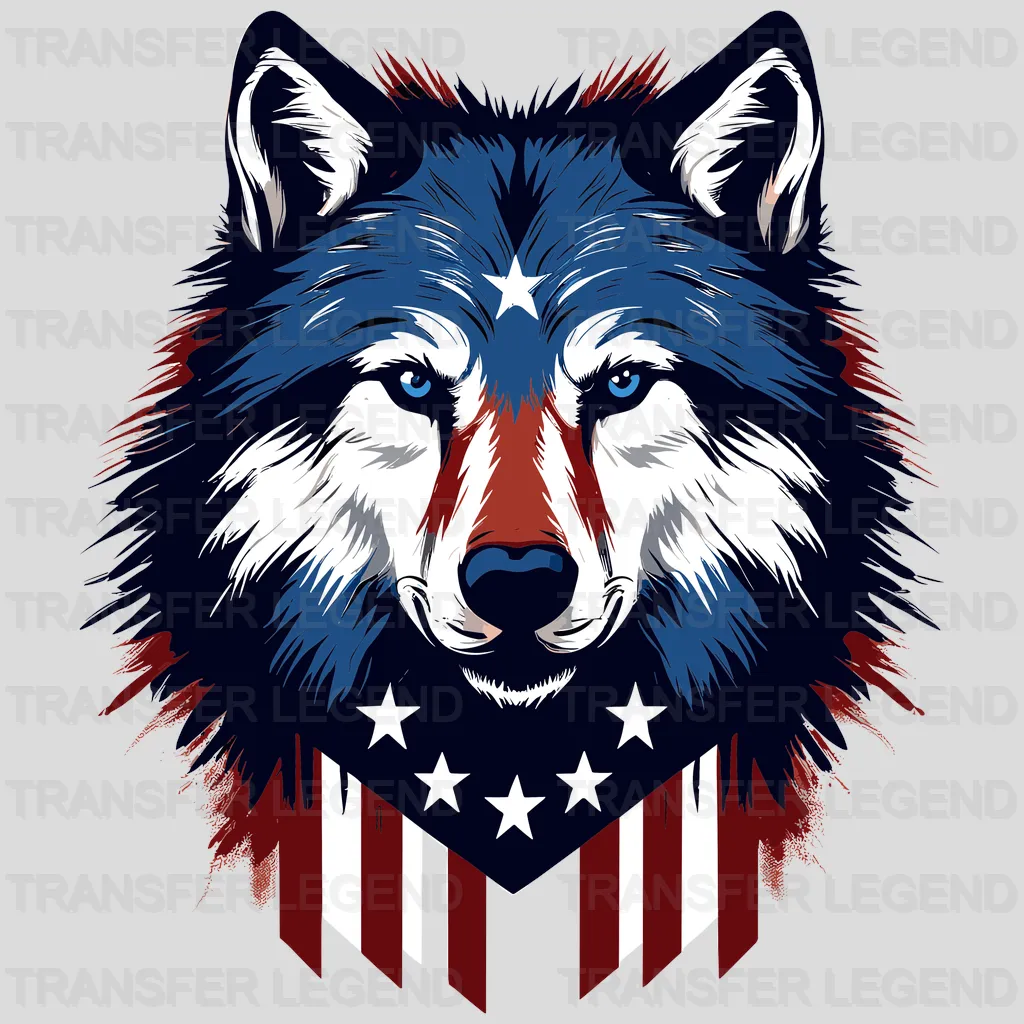 5 Star Wolf USA Design - DTF Heat Transfers - transferlegend