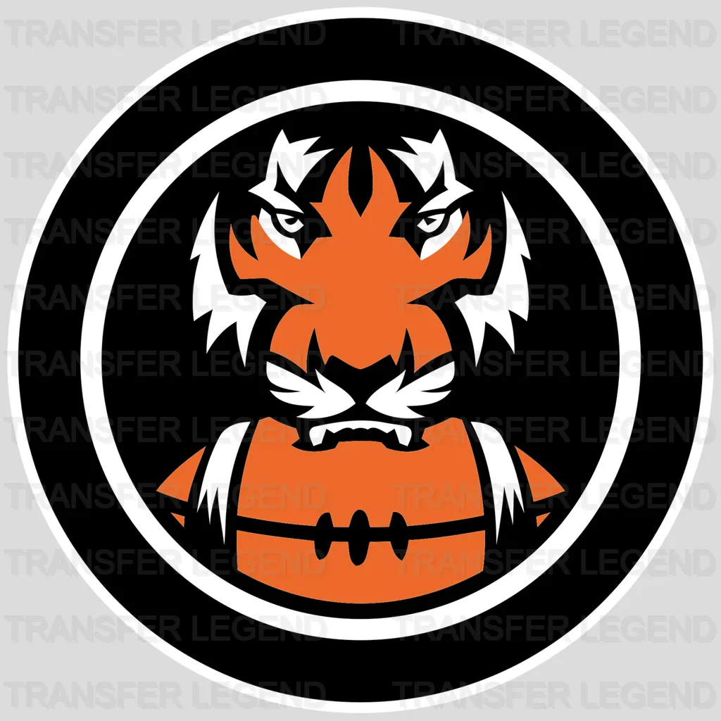 Cincinnati Bengals Tiger Face Football Circle NFL Design - DTF Heat Transfer