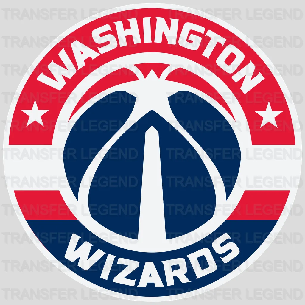Washington Wizards Circular Text Badge Primary Logo NBA Design - DTF Heat Transfer