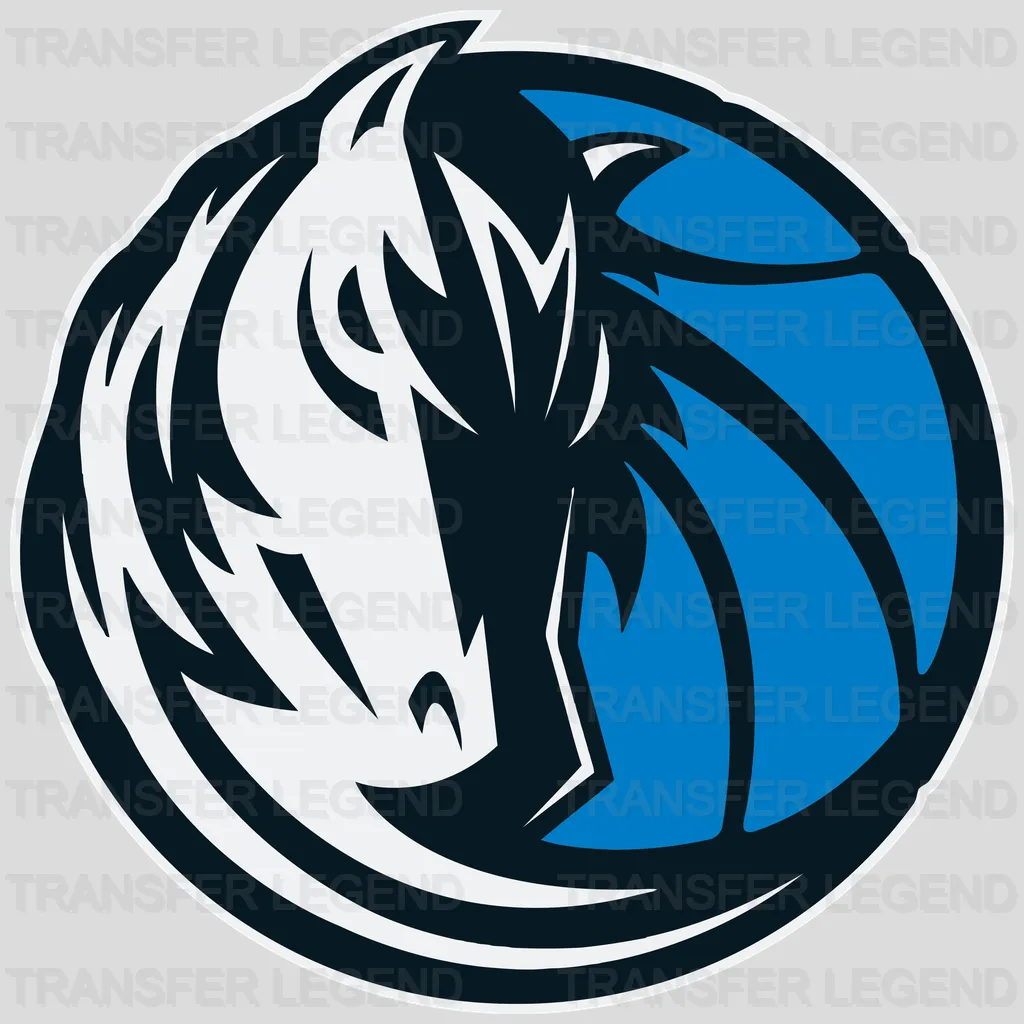 Dallas Mavericks Monochrome Round Horse Emblem NBA Design - DTF Heat Transfer