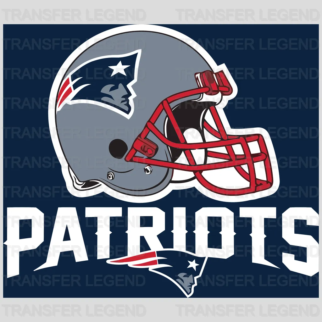 New England Patriots secondary helmet side profile graphic, NFL design - DTF Heat Transfer
