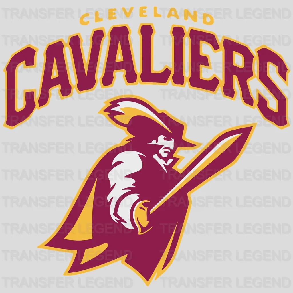 Cleveland Cavaliers Retro Mascot with Team Wordmark NBA Design - DTF Heat Transfer
