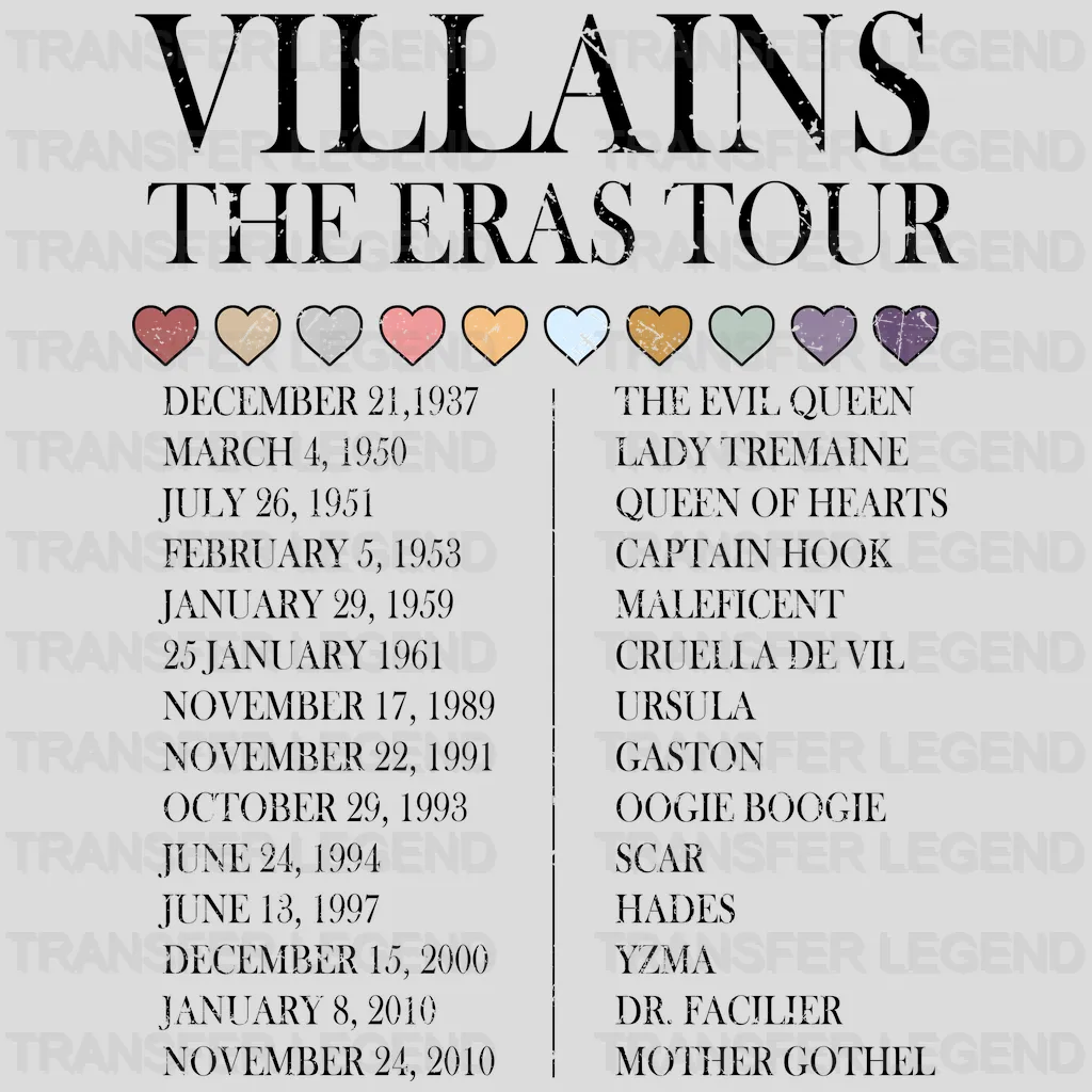 The Eras Tour Disney Designs - DTF Heat Transfers