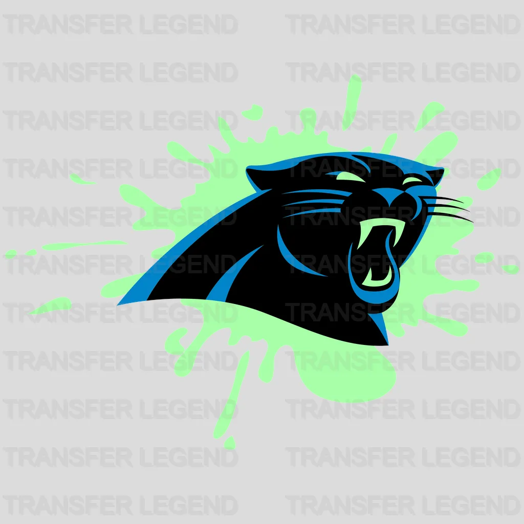 Carolina Panthers Splatter Roar Graphic NFL Design - DTF Heat Transfer