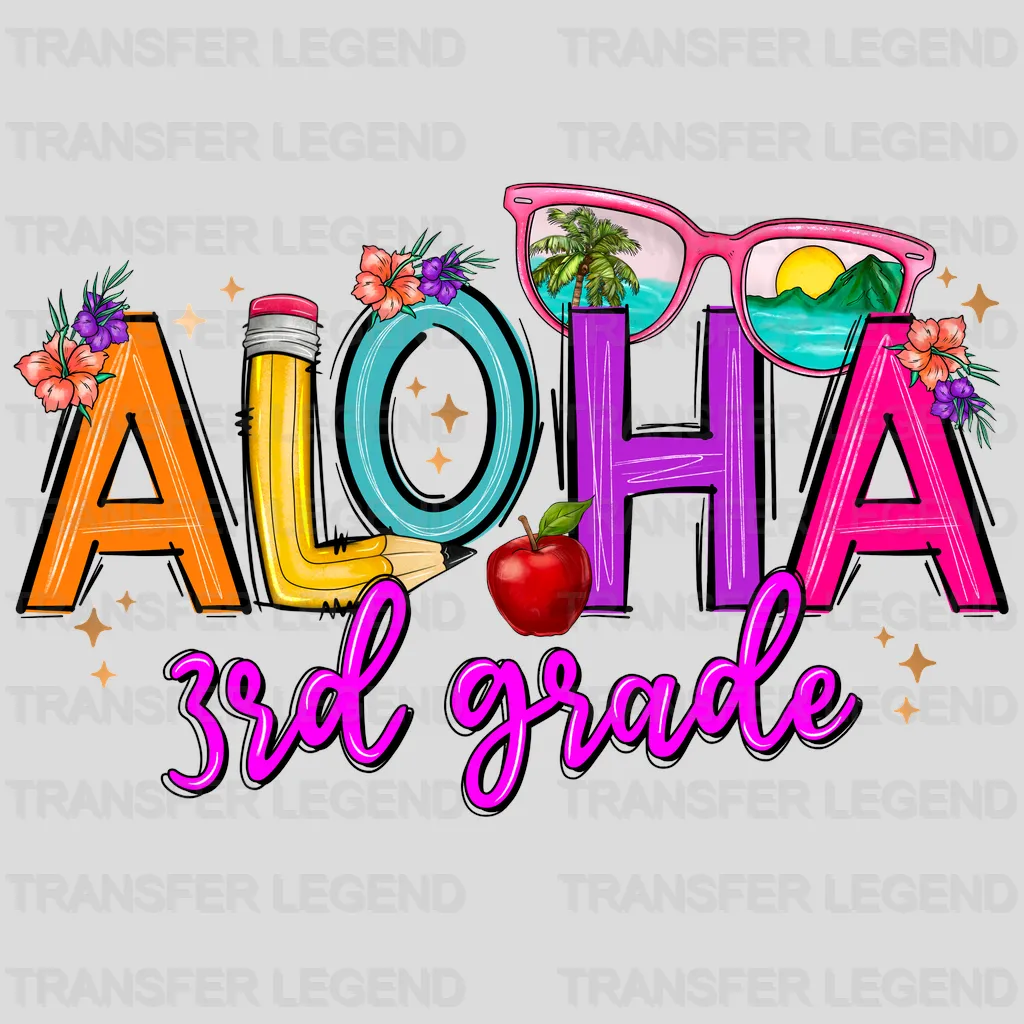 Aloha 3rd Grade Summer Design - DTF Heat Transfers - transferlegend