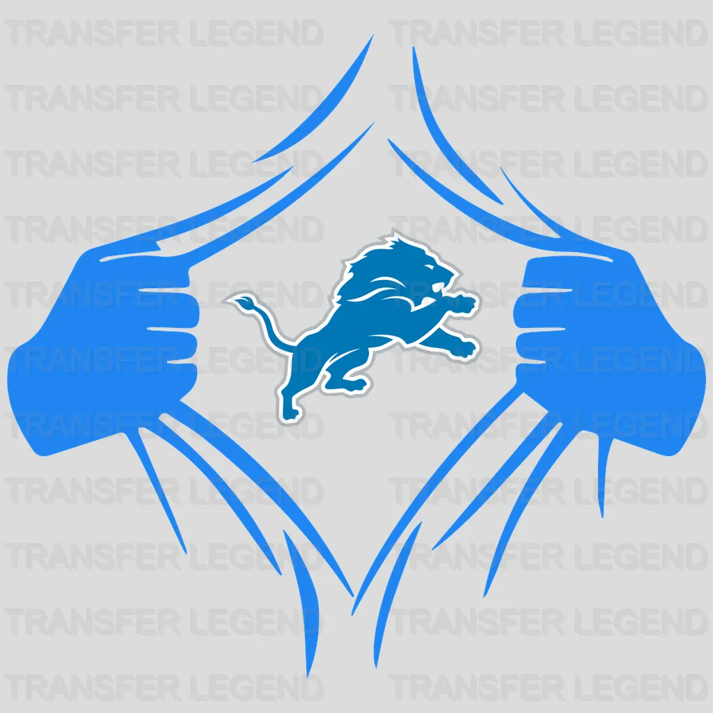 Detroit Lions Ripped Chest Reveal Logo NFL Design - DTF Heat Transfer