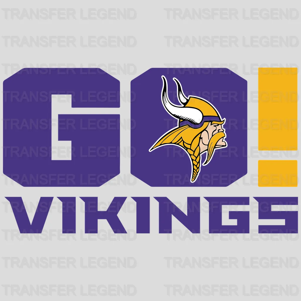 Minnesota Vikings GO VIKINGS Wordmark & Exclamation NFL Design - DTF Heat Transfer