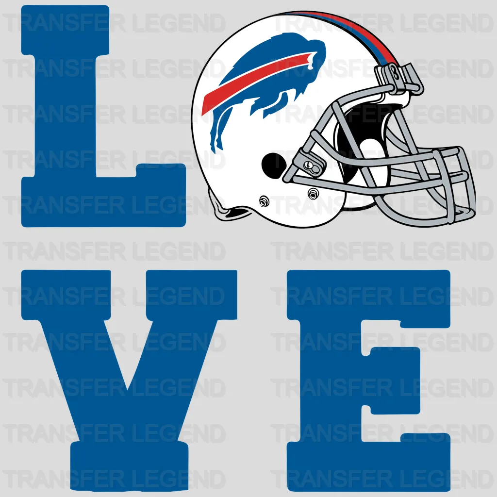 Buffalo Bills LOVE Vertical Wordmark with Helmet NFL Design - DTF Heat Transfer