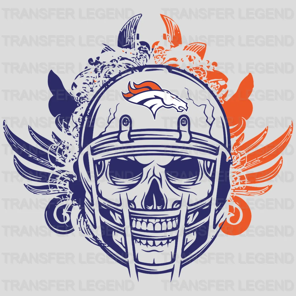 Denver Broncos Sugar‑Skull Helmet NFL Design - DTF Heat Transfer
