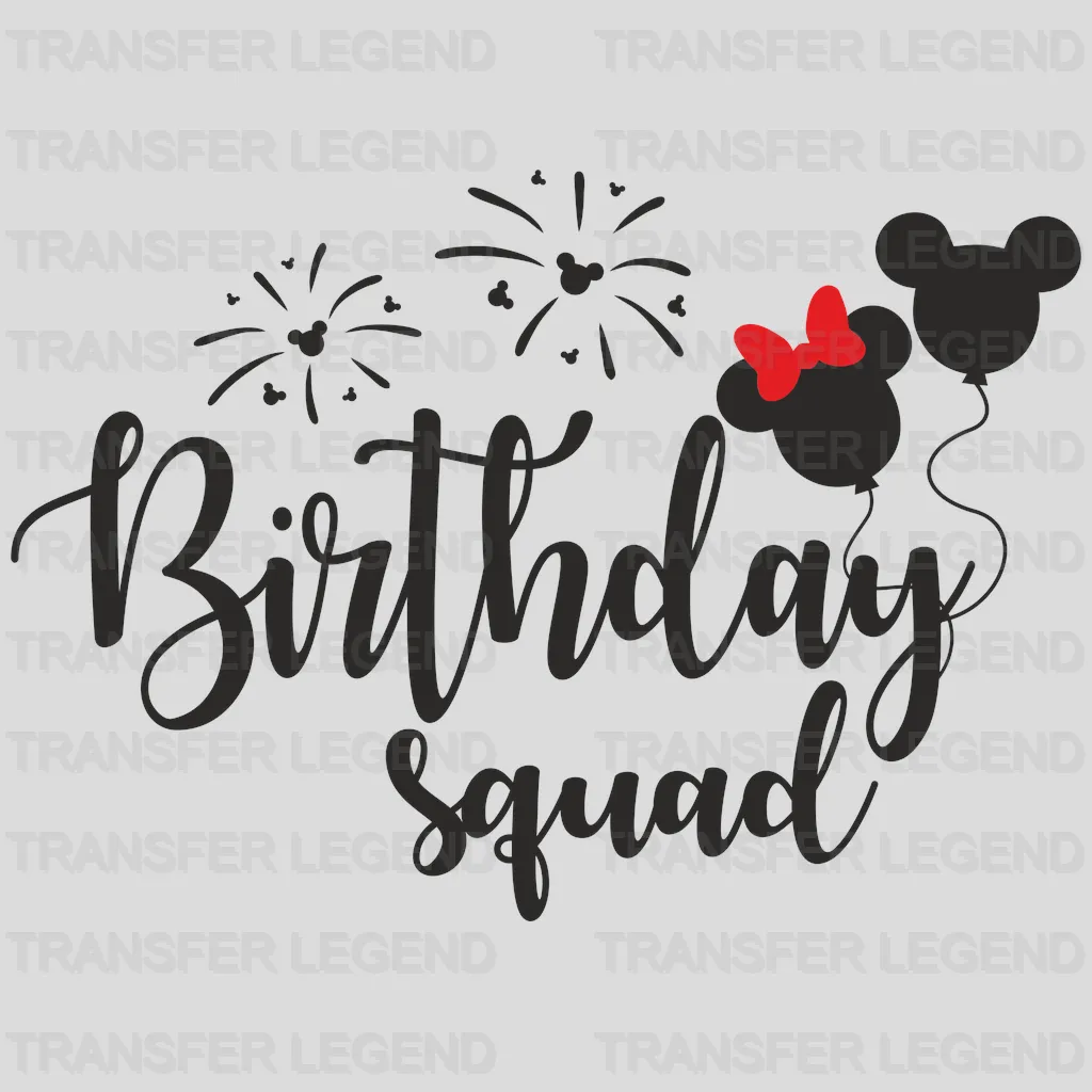 Birthday Squad Mouse and Mi Balloons Design - DTF heat transfer - transferlegend